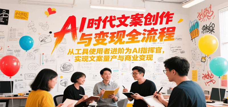 AI时代文案创作与变现全流程，从工具使用者进阶为AI指挥官，实现文案量产与商业变现网创-网赚-电商-tk-出海-AI-抖音-快手-小红书-视频号-玩法-创业-小程序-公众号-私域-s粉网创智库