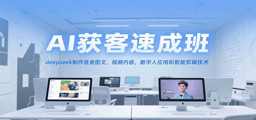 AI获客速成班，deepseek制作各类图文、视频内容，数字人应用和智能剪辑技术 - 网创智库网创-网赚-电商-tk-出海-AI-抖音-快手-小红书-视频号-玩法-创业-小程序-公众号-私域-s粉网创智库