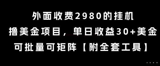 外面收费2980的挂G撸美金项目，单日收益30+美金，可批量可矩阵【揭秘】网创-网赚-电商-tk-出海-AI-抖音-快手-小红书-视频号-玩法-创业-小程序-公众号-私域-s粉网创智库