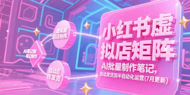 小红书虚拟店矩阵，AI批量制作笔记，自动发货加半自动化运营(7月更新网创-网赚-电商-tk-出海-AI-抖音-快手-小红书-视频号-玩法-创业-小程序-公众号-私域-s粉网创智库