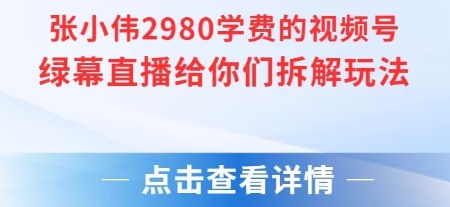 张小伟2980付费额视频号绿幕直播给你们拆解玩法网创-网赚-电商-tk-出海-AI-抖音-快手-小红书-视频号-玩法-创业-小程序-公众号-私域-s粉网创智库