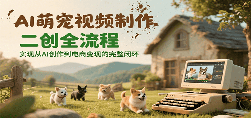 AI萌宠视频制作二创全流程，实现从AI创作到电商变现的完整闭环 - 网创智库网创-网赚-电商-tk-出海-AI-抖音-快手-小红书-视频号-玩法-创业-小程序-公众号-私域-s粉网创智库
