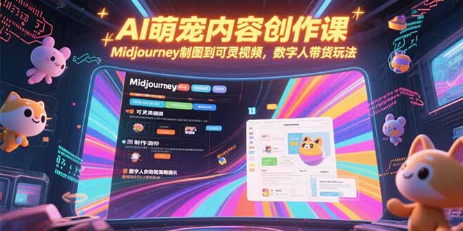 AI萌宠内容创作课，Midjourney制图到可灵视频，数字人带货玩法网创-网赚-电商-tk-出海-AI-抖音-快手-小红书-视频号-玩法-创业-小程序-公众号-私域-s粉网创智库