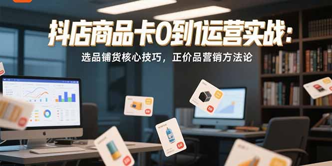 抖店商品卡0到1运营实战：选品铺货核心技巧，正价品营销方法论网创-网赚-电商-tk-出海-AI-抖音-快手-小红书-视频号-玩法-创业-小程序-公众号-私域-s粉网创智库