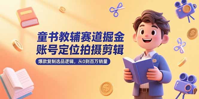 童书教辅赛道掘金，账号定位拍摄剪辑，爆款复制选品逻辑，从0到百万销量网创-网赚-电商-tk-出海-AI-抖音-快手-小红书-视频号-玩法-创业-小程序-公众号-私域-s粉网创智库