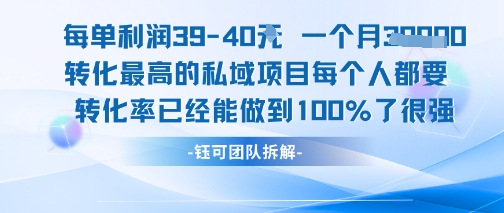 每单利润40一个月7k+转化最高的私域项目，每个人都要的产品转化率已经能做到100%网创-网赚-电商-tk-出海-AI-抖音-快手-小红书-视频号-玩法-创业-小程序-公众号-私域-s粉网创智库