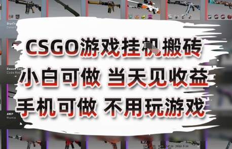 CSGO游戏挂G搬砖，小白纯手机即可操作，不用电脑打游戏，日入3张+，副业网创项目【揭秘】网创-网赚-电商-tk-出海-AI-抖音-快手-小红书-视频号-玩法-创业-小程序-公众号-私域-s粉网创智库