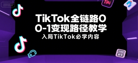 TikTok全链路0-1变现路径教学，入局TikTok必学内容网创-网赚-电商-tk-出海-AI-抖音-快手-小红书-视频号-玩法-创业-小程序-公众号-私域-s粉网创智库