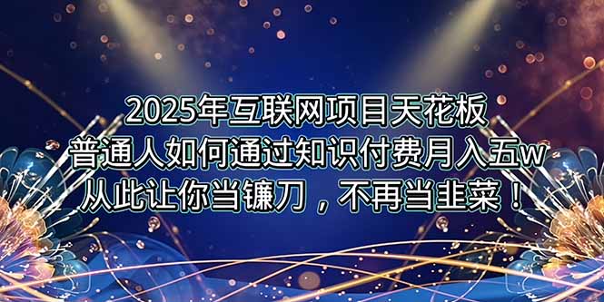 2025年互联网项目天花板，普通人如何通过卖项目实现逆风翻盘，月入5W＋！网创-网赚-电商-tk-出海-AI-抖音-快手-小红书-视频号-玩法-创业-小程序-公众号-私域-s粉网创智库