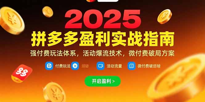 拼多多盈利实战指南，强付费玩法，活动爆流技术，微付费破局方案(更新7月网创-网赚-电商-tk-出海-AI-抖音-快手-小红书-视频号-玩法-创业-小程序-公众号-私域-s粉网创智库