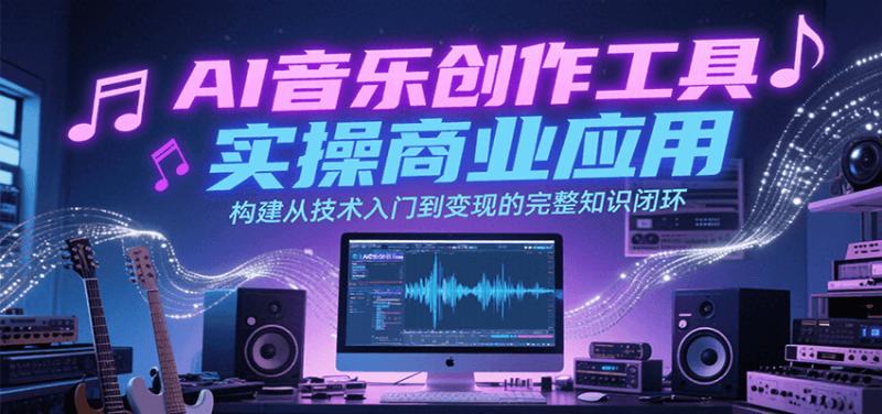 AI音乐创作工具实操商业应用，构建从技术入门到变现的完整知识闭环网创-网赚-电商-tk-出海-AI-抖音-快手-小红书-视频号-玩法-创业-小程序-公众号-私域-s粉网创智库