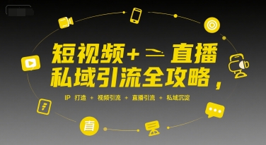 短视频+直播私域引流全攻略，IP打造 +视频引流 +直播引流 +私域沉淀网创-网赚-电商-tk-出海-AI-抖音-快手-小红书-视频号-玩法-创业-小程序-公众号-私域-s粉网创智库