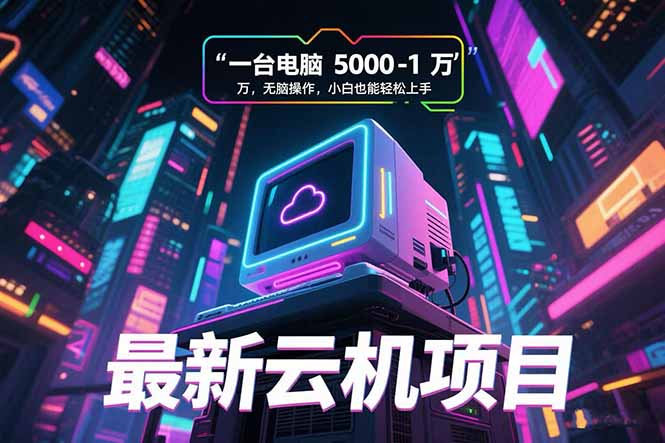 最新云机项目 一台电脑5000到10000 无脑操作小白也能轻松上手网创-网赚-电商-tk-出海-AI-抖音-快手-小红书-视频号-玩法-创业-小程序-公众号-私域-s粉网创智库