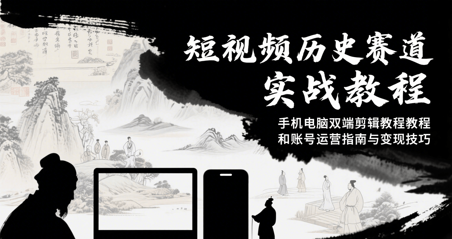 短视频历史赛道实战教程，手机电脑双端剪辑教程和账号运营指南与变现技巧 - 网创智库网创-网赚-电商-tk-出海-AI-抖音-快手-小红书-视频号-玩法-创业-小程序-公众号-私域-s粉网创智库