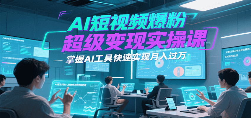 AI短视频爆粉超级变现实操课，掌握AI工具快速实现月入过万 - 网创智库网创-网赚-电商-tk-出海-AI-抖音-快手-小红书-视频号-玩法-创业-小程序-公众号-私域-s粉网创智库