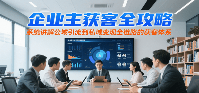 企业主获客全攻略，系统讲解公域引流到私域变现全链路的获客体系网创-网赚-电商-tk-出海-AI-抖音-快手-小红书-视频号-玩法-创业-小程序-公众号-私域-s粉网创智库