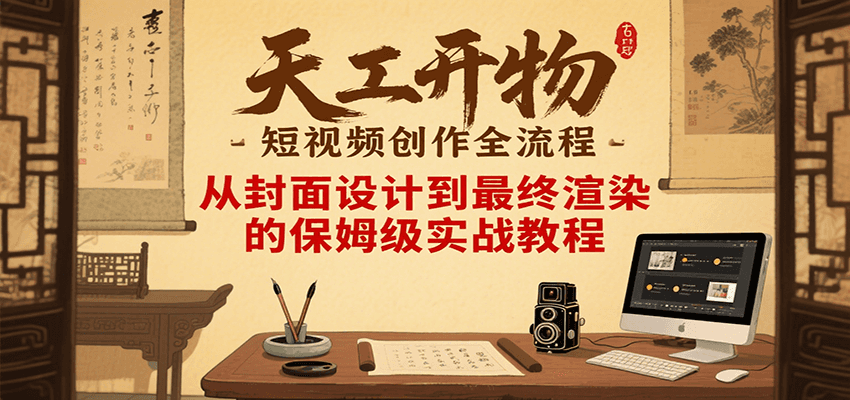 天工开物短视频创作全流程，从封面设计到最终渲染的保姆级实战教程 - 网创智库网创-网赚-电商-tk-出海-AI-抖音-快手-小红书-视频号-玩法-创业-小程序-公众号-私域-s粉网创智库