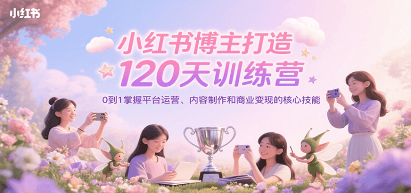小红书博主打造120天训练营，0到1掌握平台运营、内容制作和商业变现网创-网赚-电商-tk-出海-AI-抖音-快手-小红书-视频号-玩法-创业-小程序-公众号-私域-s粉网创智库