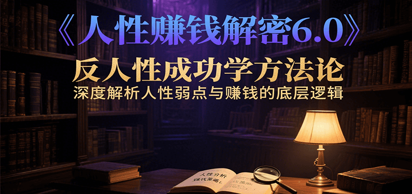 人性赚钱解密6.0，反人性成功学方法论，深度解析人性弱点与赚钱的底层逻辑 - 网创智库网创-网赚-电商-tk-出海-AI-抖音-快手-小红书-视频号-玩法-创业-小程序-公众号-私域-s粉网创智库