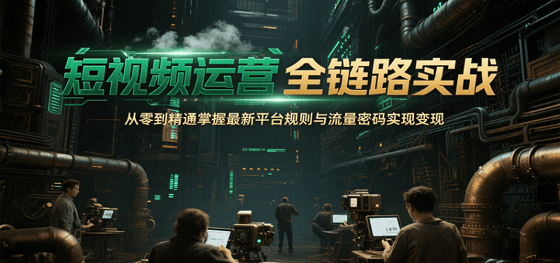 短视频运营全链路实战，从零到精通掌握最新平台规则与流量密码实现变现网创-网赚-电商-tk-出海-AI-抖音-快手-小红书-视频号-玩法-创业-小程序-公众号-私域-s粉网创智库