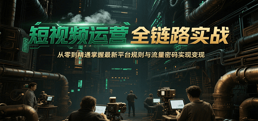 短视频运营全链路实战,从零到精通掌握最新平台规则与流量密码实现变现 - 网创智库网创-网赚-电商-tk-出海-AI-抖音-快手-小红书-视频号-玩法-创业-小程序-公众号-私域-s粉网创智库