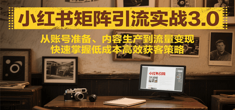 小红书矩阵引流3.0，从账号准备、内容生产到流量变现，快速掌握低成本高效获客策略网创-网赚-电商-tk-出海-AI-抖音-快手-小红书-视频号-玩法-创业-小程序-公众号-私域-s粉网创智库