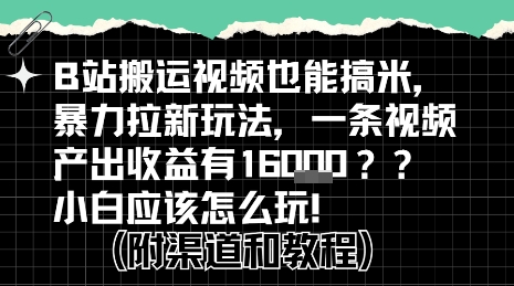 b站掘金计划？搬运视频也能挣拉新的收益，小白应该怎么玩！网创-网赚-电商-tk-出海-AI-抖音-快手-小红书-视频号-玩法-创业-小程序-公众号-私域-s粉网创智库