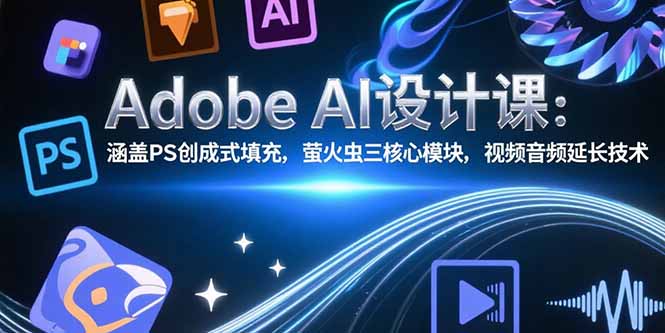 Adobe AI设计课:涵盖PS创成式填充,萤火虫三核心模块,视频音频延长技术网创-网赚-电商-tk-出海-AI-抖音-快手-小红书-视频号-玩法-创业-小程序-公众号-私域-s粉网创智库