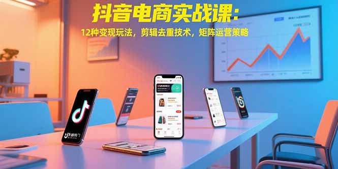 抖音电商实战课：12种变现玩法，剪辑去重技术，矩阵运营策略网创-网赚-电商-tk-出海-AI-抖音-快手-小红书-视频号-玩法-创业-小程序-公众号-私域-s粉网创智库