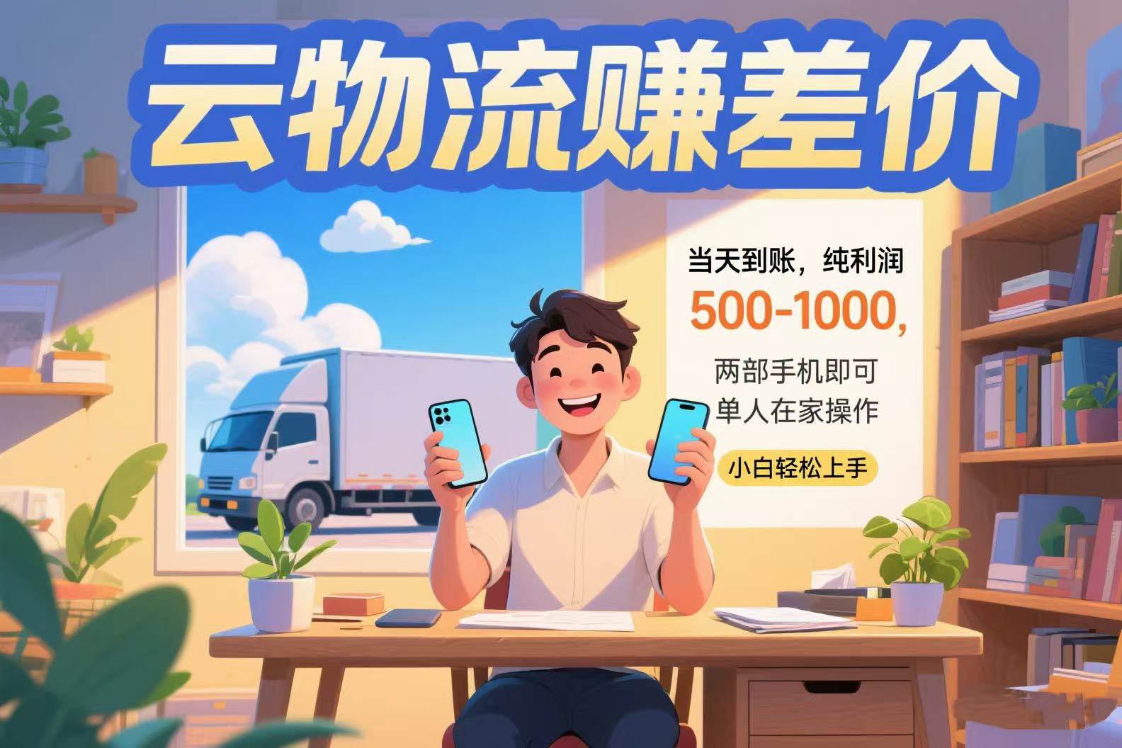 云物流赚差价 当天到账纯利润500-1000 两部手机即可 可单人在家操作 小… - 网创智库网创-网赚-电商-tk-出海-AI-抖音-快手-小红书-视频号-玩法-创业-小程序-公众号-私域-s粉网创智库