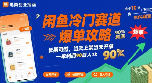 闲鱼冷门赛道爆单攻略，长期可做，当天上架当天开单，一单利润90% 利润，日入1k【揭秘】网创-网赚-电商-tk-出海-AI-抖音-快手-小红书-视频号-玩法-创业-小程序-公众号-私域-s粉网创智库