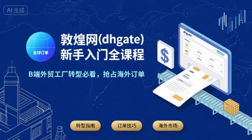 敦煌网(dhgate)新手入门全课程，B端外贸工厂转型必看，抢占海外订单网创-网赚-电商-tk-出海-AI-抖音-快手-小红书-视频号-玩法-创业-小程序-公众号-私域-s粉网创智库