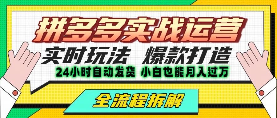 拼多多最新实战运营高投产：长久稳定项目，单店利润一天三位数 - 网创智库网创-网赚-电商-tk-出海-AI-抖音-快手-小红书-视频号-玩法-创业-小程序-公众号-私域-s粉网创智库
