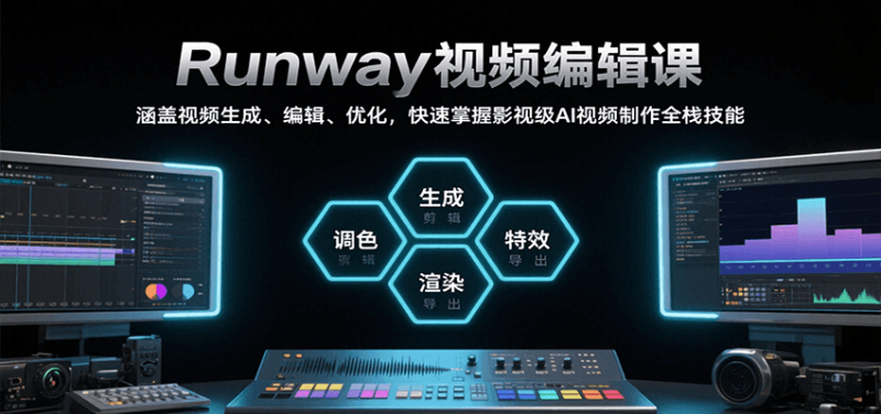 Runway视频编辑课，涵盖视频生成、编辑、优化，快速掌握影视级AI视频制作全栈技能网创-网赚-电商-tk-出海-AI-抖音-快手-小红书-视频号-玩法-创业-小程序-公众号-私域-s粉网创智库