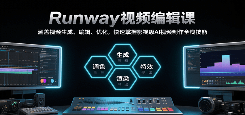 Runway视频编辑课，涵盖视频生成、编辑、优化，快速掌握影视级AI视频制作全栈技能 - 网创智库网创-网赚-电商-tk-出海-AI-抖音-快手-小红书-视频号-玩法-创业-小程序-公众号-私域-s粉网创智库