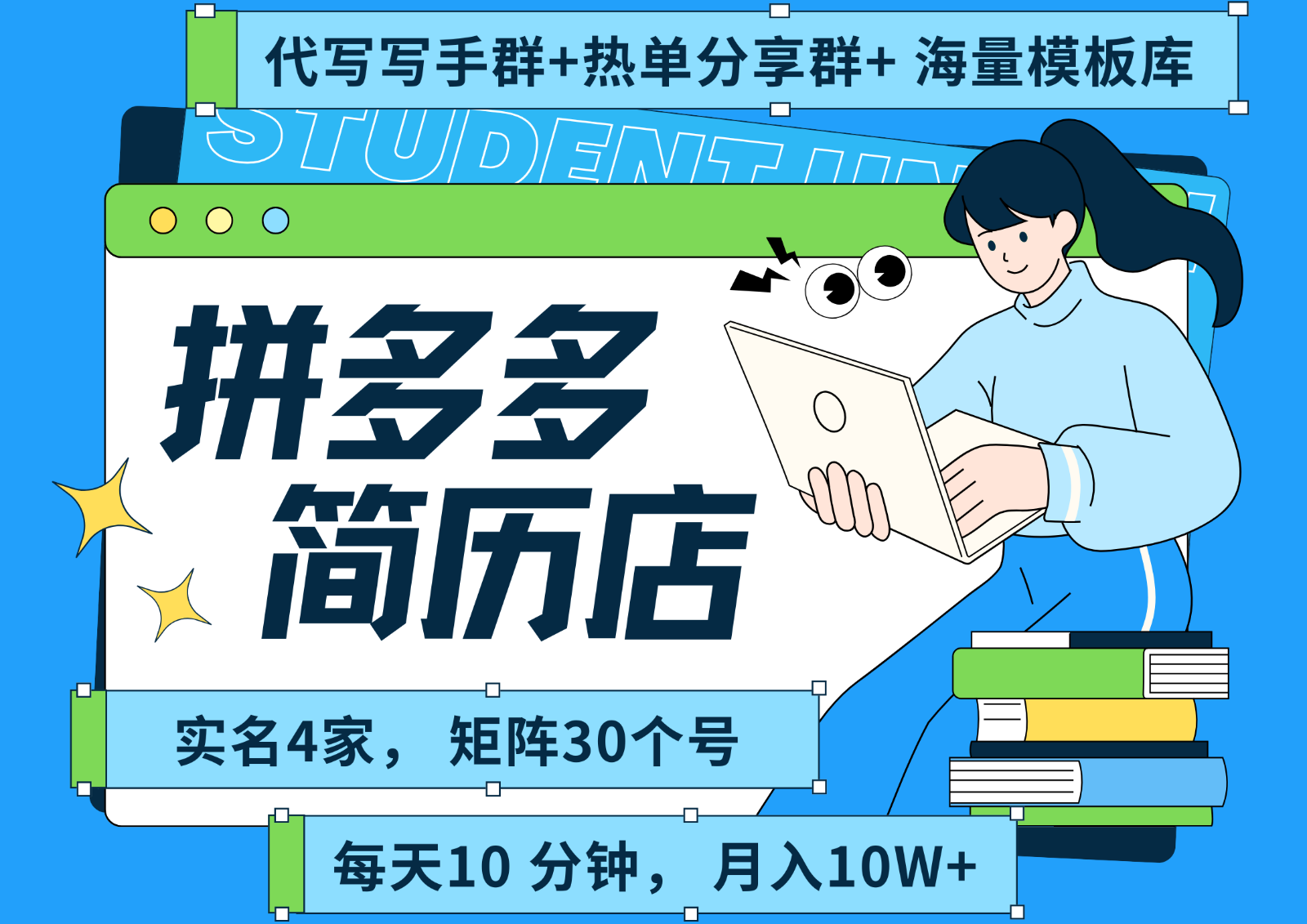 拼多多电商 拼多多 虚拟资料 简历 海报代写 全SOP流程 毫无保留分享(含后端资料) - 网创智库网创-网赚-电商-tk-出海-AI-抖音-快手-小红书-视频号-玩法-创业-小程序-公众号-私域-s粉网创智库