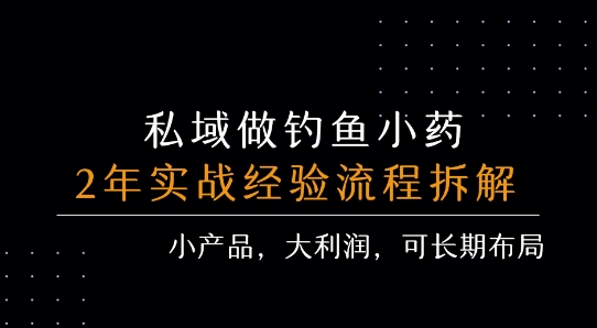 私域做钓鱼小药 每单利润3张+ 详细流程拆解网创-网赚-电商-tk-出海-AI-抖音-快手-小红书-视频号-玩法-创业-小程序-公众号-私域-s粉网创智库