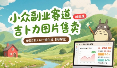 小众副业赛道 吉卜力图片售卖 单日2张+ AI一键生成【附教程】网创-网赚-电商-tk-出海-AI-抖音-快手-小红书-视频号-玩法-创业-小程序-公众号-私域-s粉网创智库