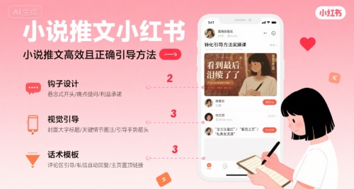 小说推文小红书高转化引导方法实操课，小说推文高效且正确引导方法网创-网赚-电商-tk-出海-AI-抖音-快手-小红书-视频号-玩法-创业-小程序-公众号-私域-s粉网创智库
