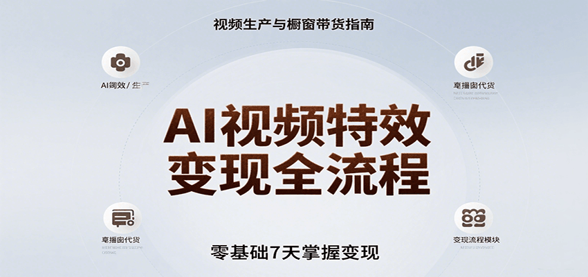 AI视频特效变现全流程，零基础7天掌握视频生产到橱窗带货变现 - 网创智库网创-网赚-电商-tk-出海-AI-抖音-快手-小红书-视频号-玩法-创业-小程序-公众号-私域-s粉网创智库