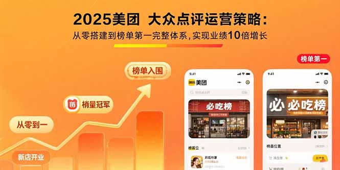 2025美团 大众点评运营策略:从零搭建到榜单第一完整体系,实现业绩10倍增长网创-网赚-电商-tk-出海-AI-抖音-快手-小红书-视频号-玩法-创业-小程序-公众号-私域-s粉网创智库