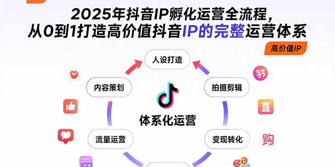 2025年抖音IP孵化运营全流程，从0到1打造高价值抖音IP的完整运营体系网创-网赚-电商-tk-出海-AI-抖音-快手-小红书-视频号-玩法-创业-小程序-公众号-私域-s粉网创智库