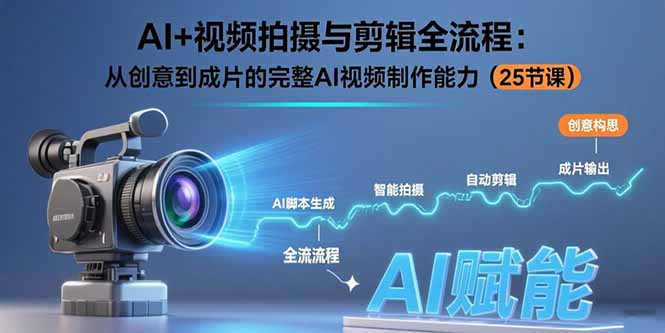 AI+视频拍摄与剪辑全流程：从创意到成片的完整AI视频制作能力(25节课网创-网赚-电商-tk-出海-AI-抖音-快手-小红书-视频号-玩法-创业-小程序-公众号-私域-s粉网创智库