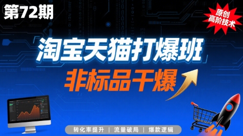 淘宝天猫打爆班原创高阶技术第72期，非标品干爆网创-网赚-电商-tk-出海-AI-抖音-快手-小红书-视频号-玩法-创业-小程序-公众号-私域-s粉网创智库