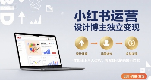 小红书运营设计博主独立变现，实现线上月入过W，零基础也能玩转小红书网创-网赚-电商-tk-出海-AI-抖音-快手-小红书-视频号-玩法-创业-小程序-公众号-私域-s粉网创智库
