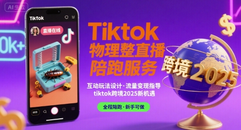 Tiktok物理整蛊直播陪跑服务-tiktok跨境2025网创-网赚-电商-tk-出海-AI-抖音-快手-小红书-视频号-玩法-创业-小程序-公众号-私域-s粉网创智库