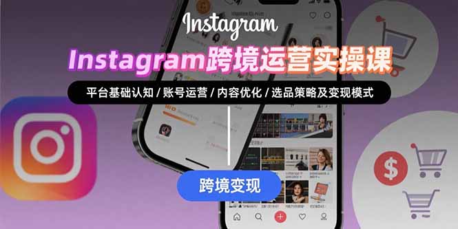 Instagram跨境运营实战：平台认知/账号运营/内容优化/选品策略及变现模式网创-网赚-电商-tk-出海-AI-抖音-快手-小红书-视频号-玩法-创业-小程序-公众号-私域-s粉网创智库