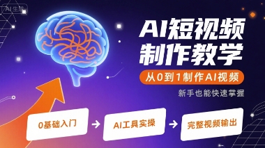 AI短视频制作教学,从0到1制作AI视频网创-网赚-电商-tk-出海-AI-抖音-快手-小红书-视频号-玩法-创业-小程序-公众号-私域-s粉网创智库