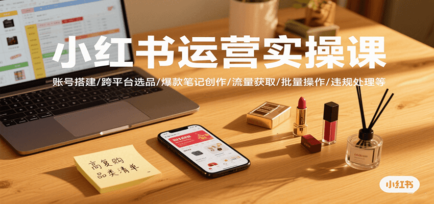小红书运营实操课,账号搭建/跨平台选品/爆款笔记创作/流量获取/批量操作/违规处理等 - 网创智库网创-网赚-电商-tk-出海-AI-抖音-快手-小红书-视频号-玩法-创业-小程序-公众号-私域-s粉网创智库