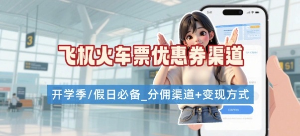 学生党必看！机票火车票优惠券申请渠道 + 项目打法，开学季节日速存网创-网赚-电商-tk-出海-AI-抖音-快手-小红书-视频号-玩法-创业-小程序-公众号-私域-s粉网创智库